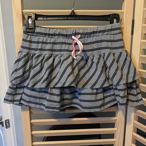 Cat & Jack multi stripe white and charcoal mini-skirt with shorts underneath